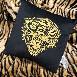 Ed Hardy Black Pillow with Tiger Design